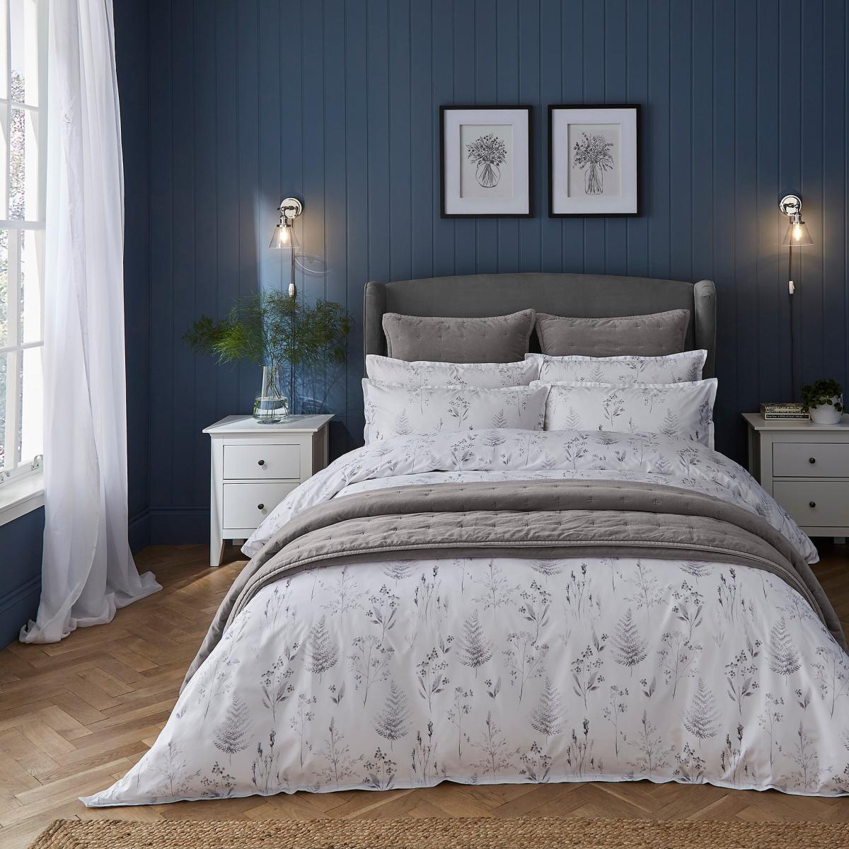 Dorma Purity Botanical 100% Cotton Duvet Cover and Pillowcase Set Grey – image 4