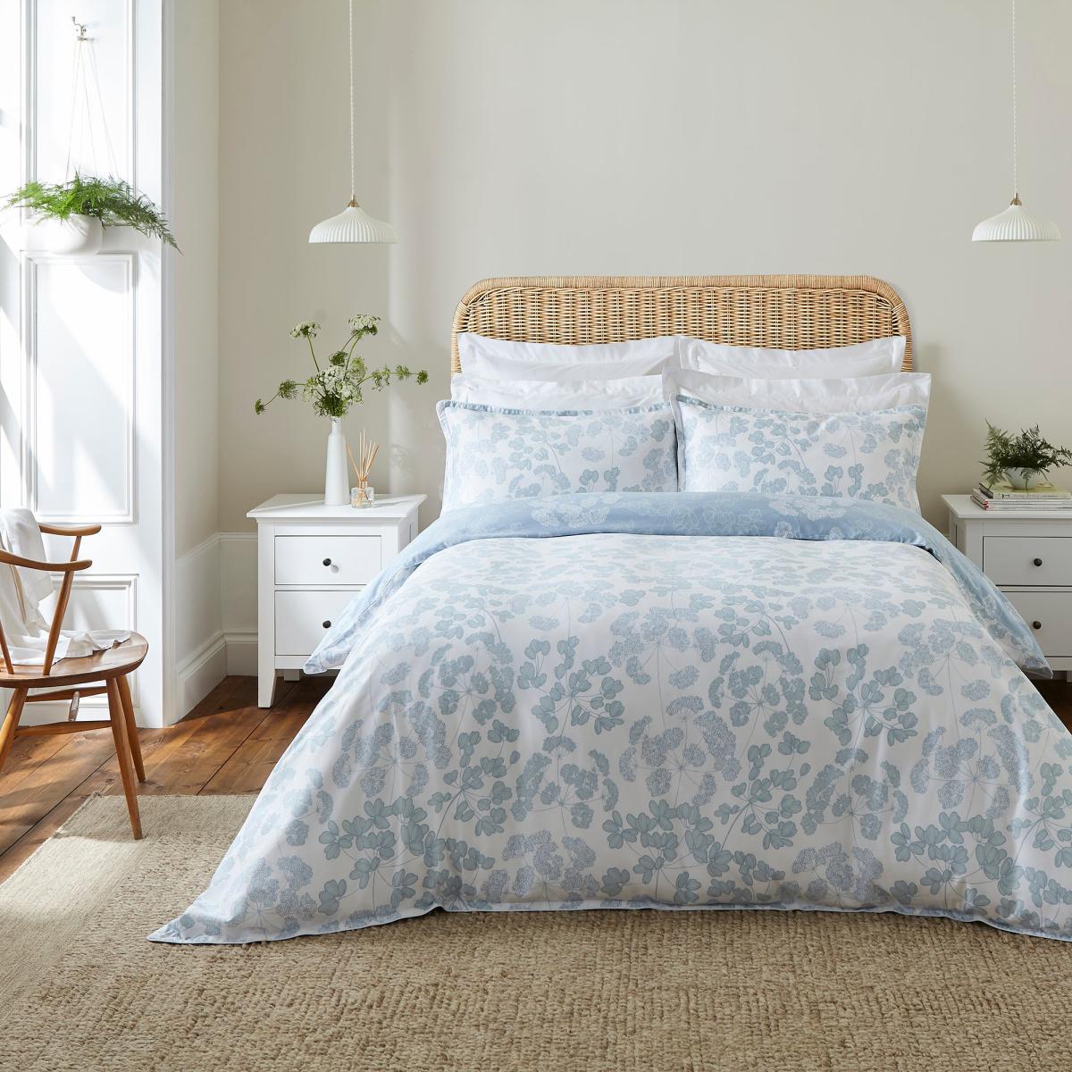 Dorma Daylesford Blue 100% Cotton Duvet Cover and Pillowcase Set Blue – image 1