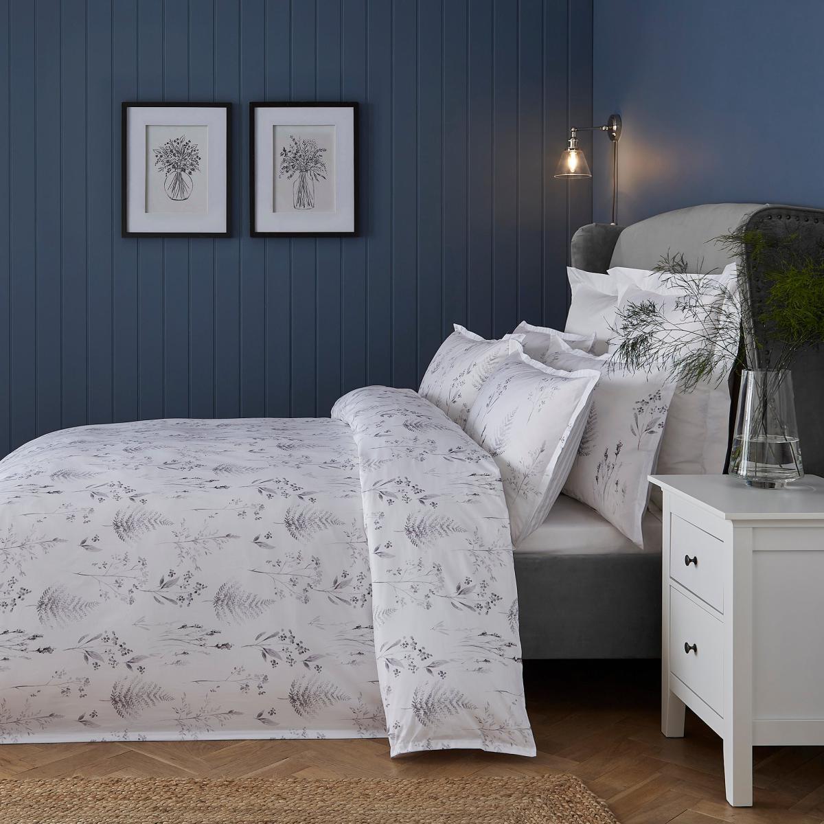 Dorma Purity Botanical 100% Cotton Duvet Cover and Pillowcase Set Grey – image 2