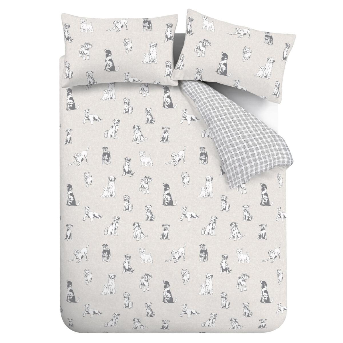 Catherine Lansfield Delightful Dogs Duvet Cover and Pillowcase Set Grey – image 5