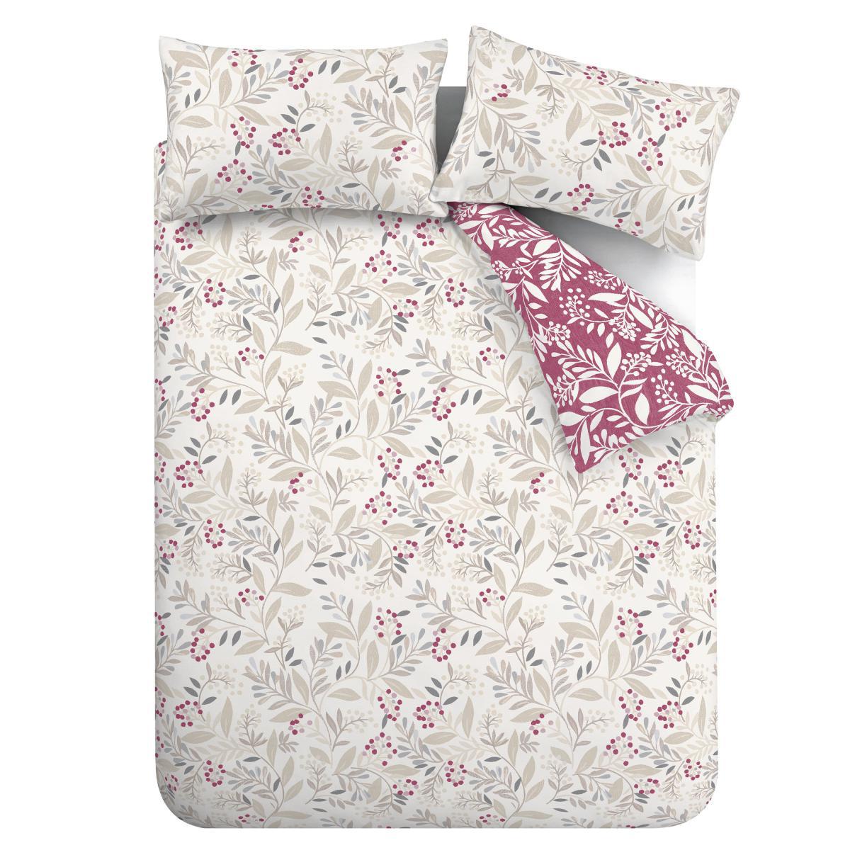 Catherine Lansfield Lingonberry Brushed Cotton Floral Duvet Cover and Pillowcase Set Natural – image 5