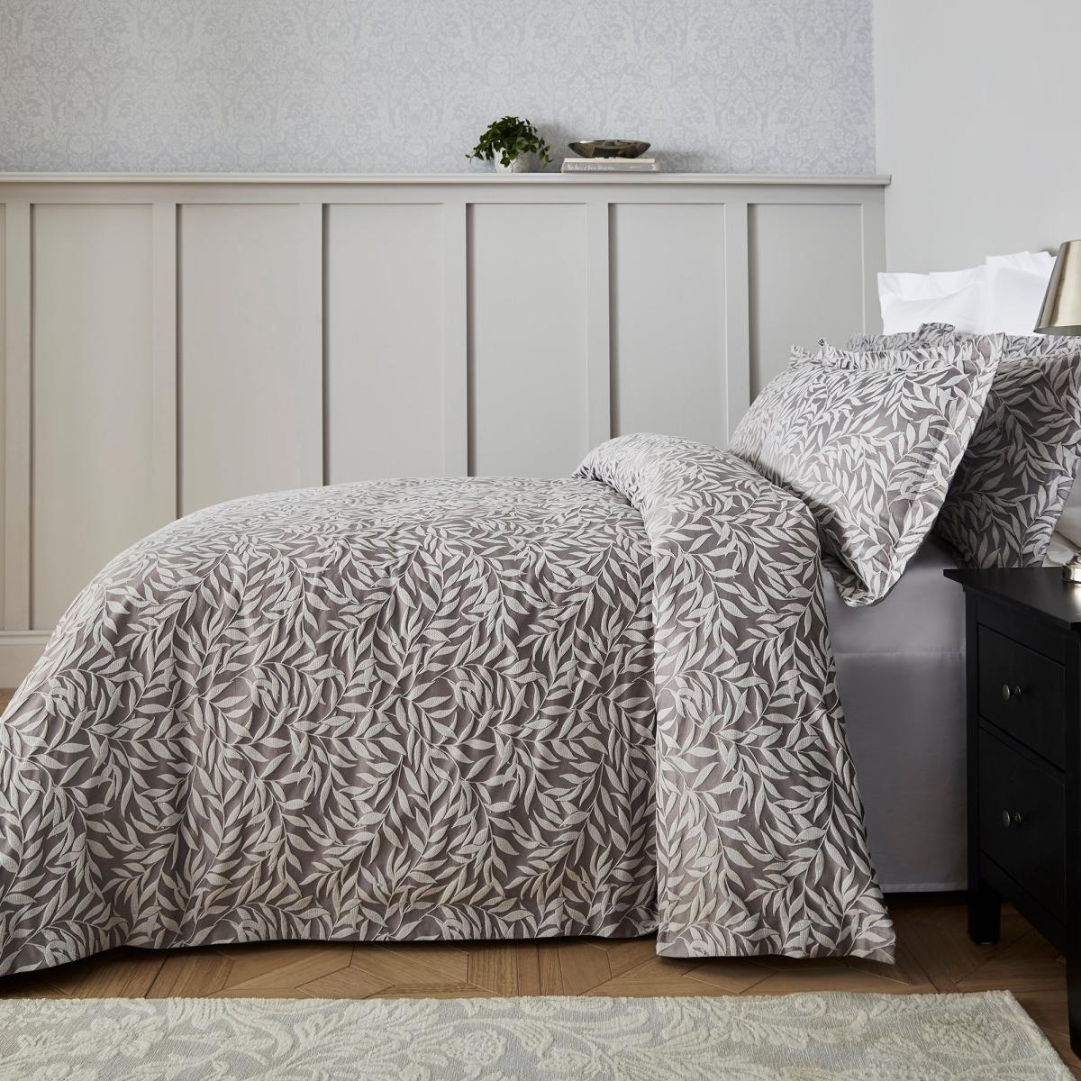 Dorma Willow Leaf Duvet Cover and Pillowcase Set Grey – image 2