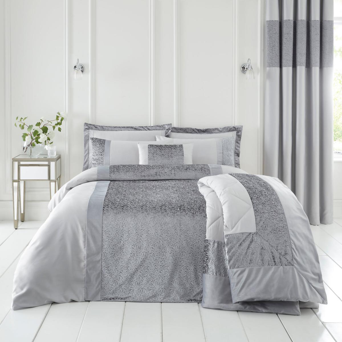 Beverley Charcoal Embellished Luxe Duvet Cover and Pillowcase Set Charcoal (Grey) – image 2