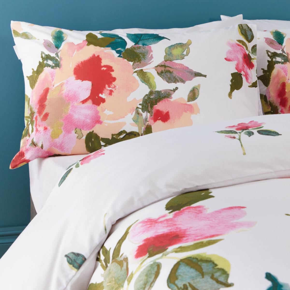 Catherine Lansfield Abstract Floral Duvet Cover and Pillowcase Set White – image 2