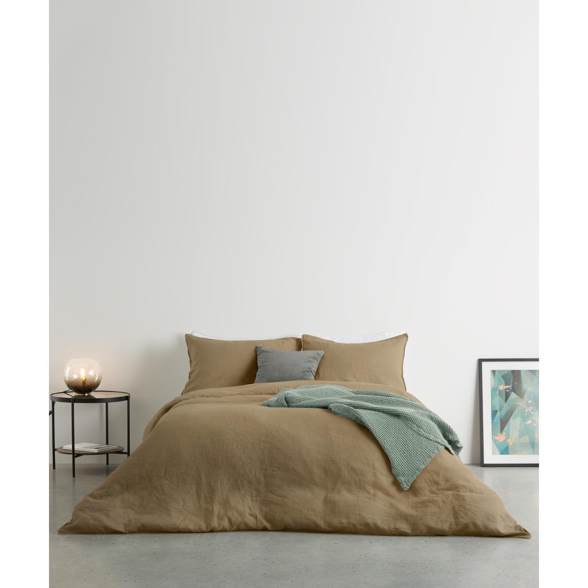 Brisa 100% Linen Duvet Cover + 2 Pillowcases Double, Soft Taupe – image 2