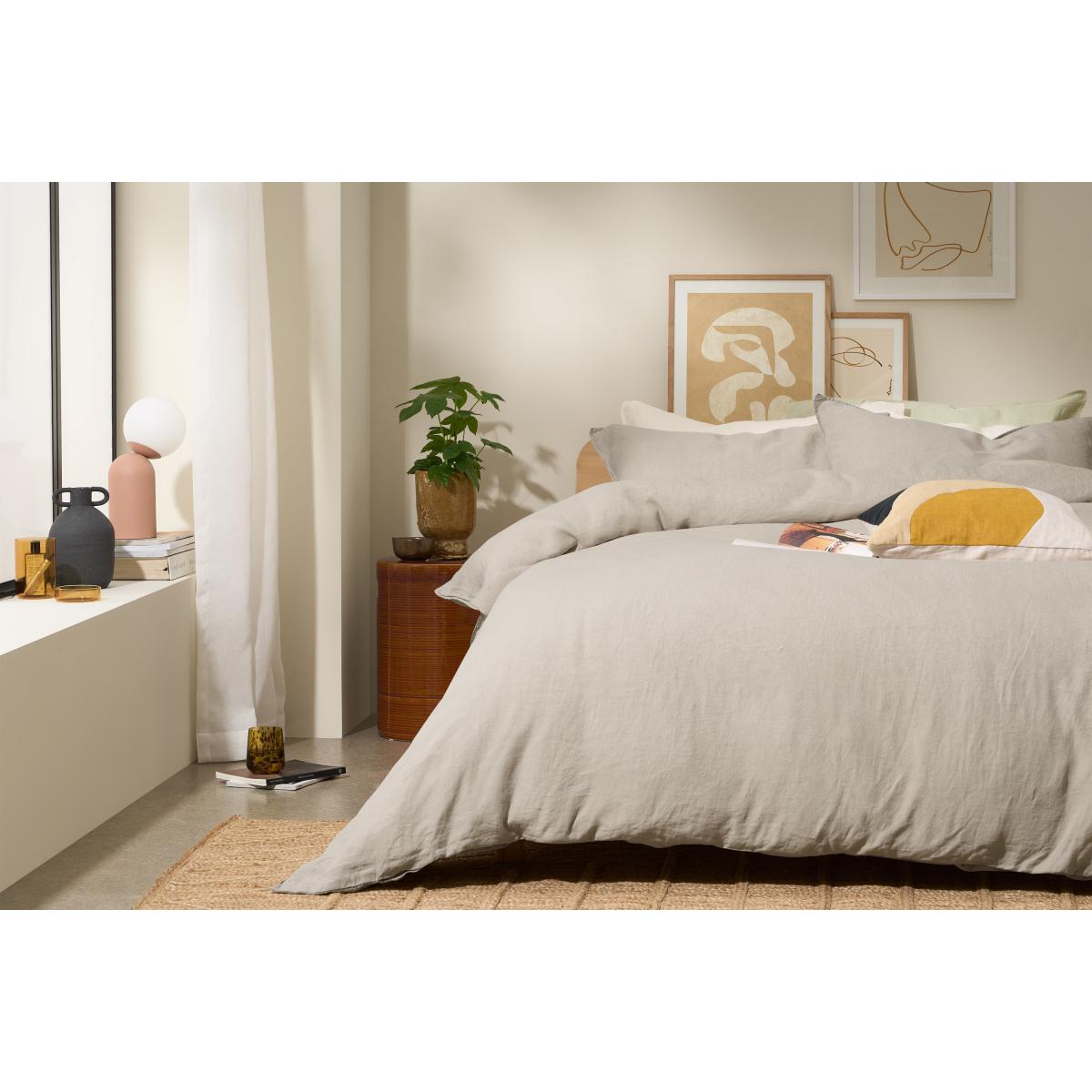 Brisa 100% Linen Duvet Cover, Double, Oatmeal  – image 4