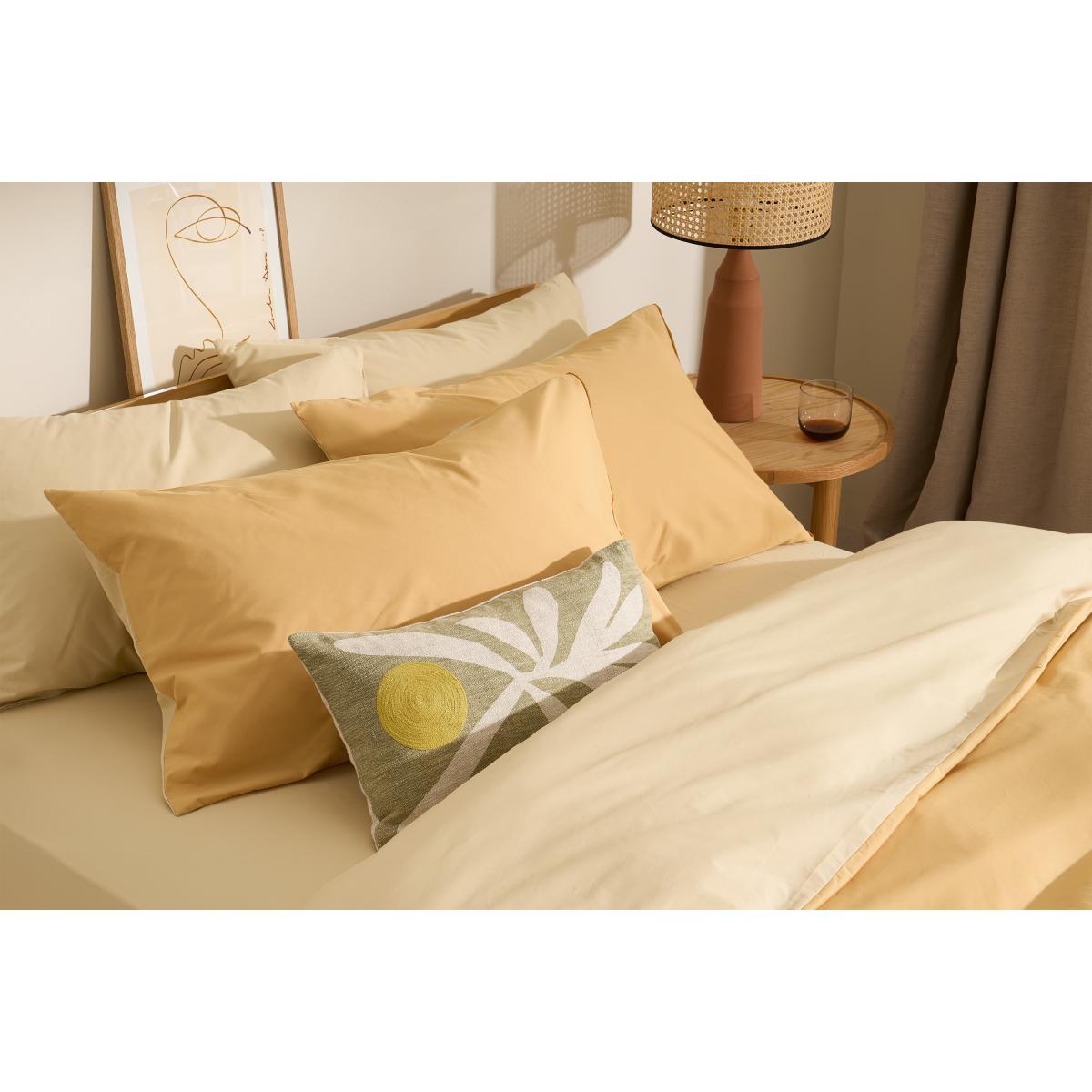 Solar 100% Cotton Reversible Duvet Cover + 2 Pillowcases, Double, Honey Brown & Natural – image 4