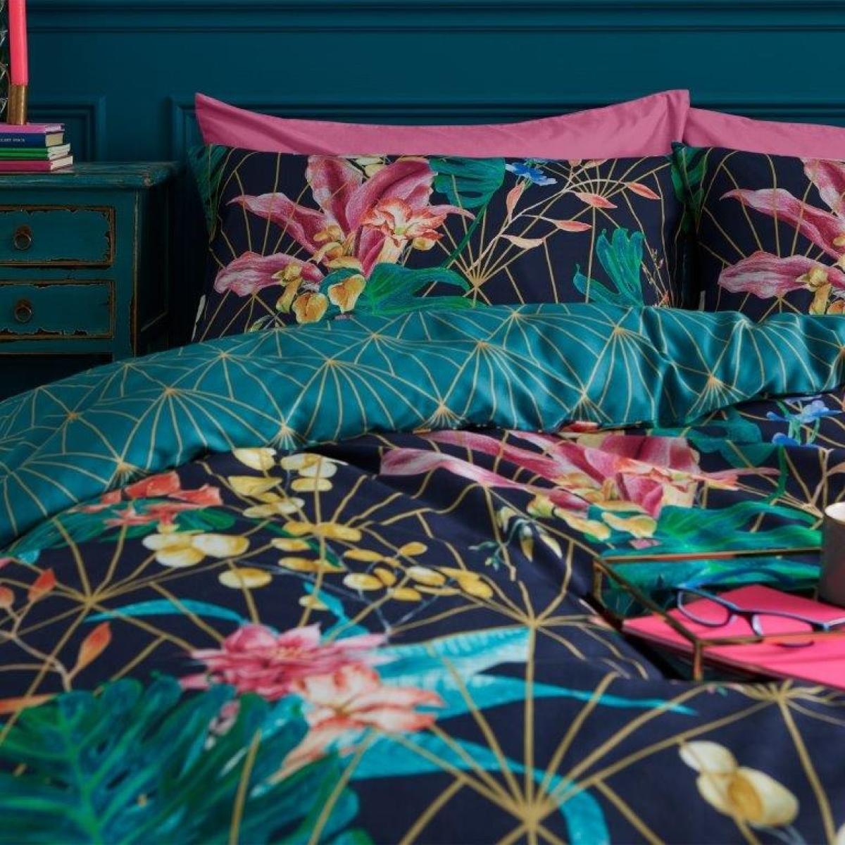 Hyperion Aloria Botanical Duvet Cover Set - Navy Blue - Double, Cotton, Geometric – image 3