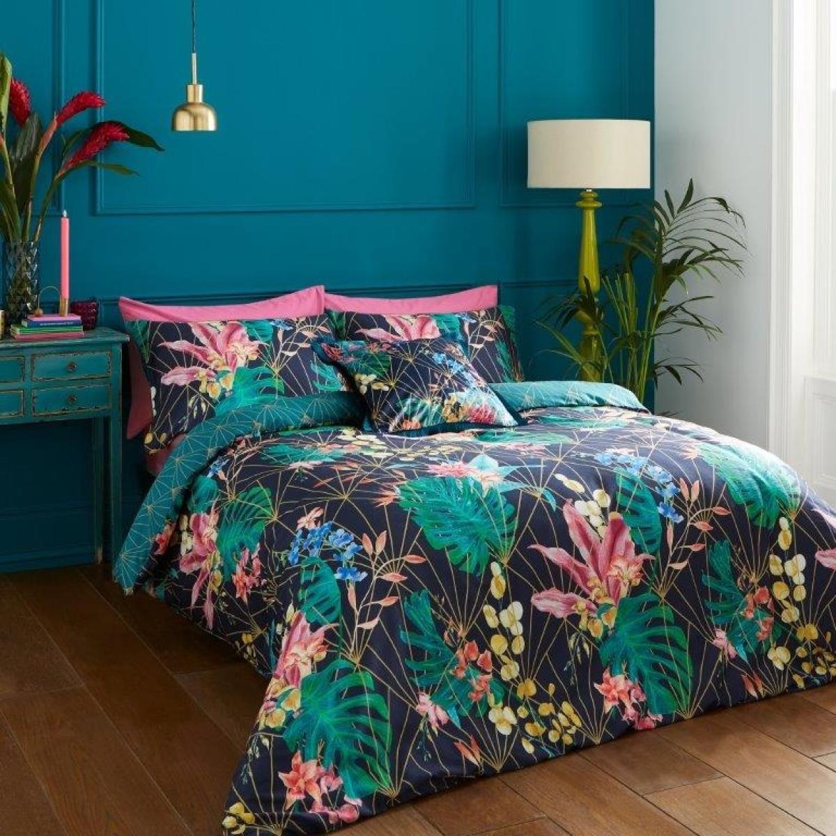 Hyperion Aloria Botanical Duvet Cover Set - Navy Blue - Double, Cotton, Geometric – image 5