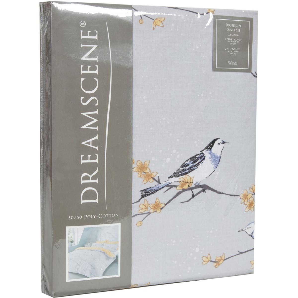 Dreamscene Blossom Bird Duvet Cover with Pillowcases - Grey / Double – image 4