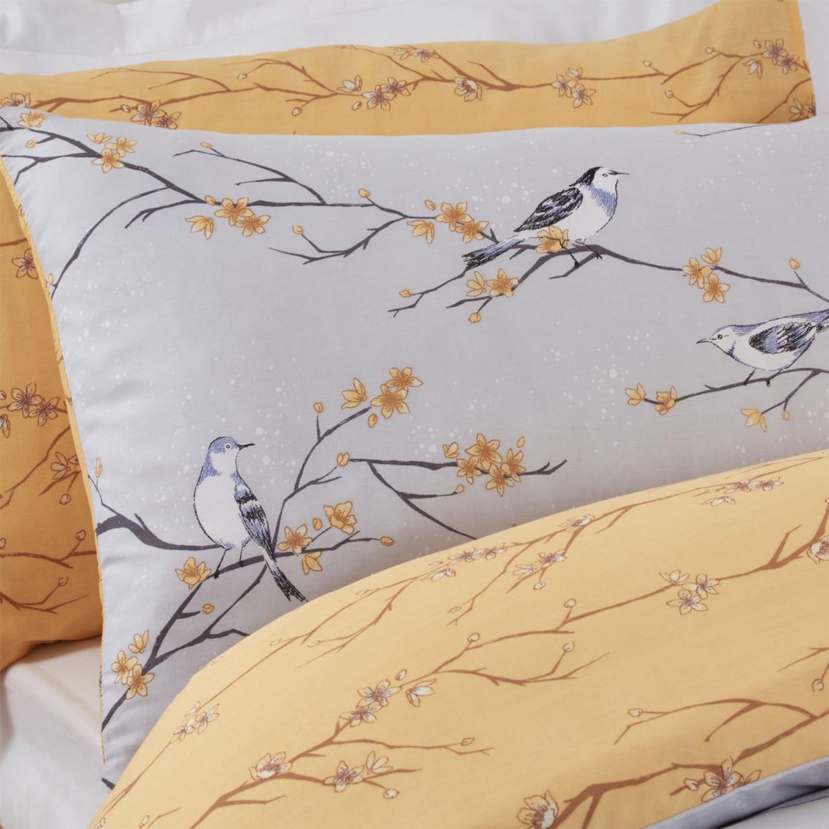 Dreamscene Blossom Bird Duvet Cover with Pillowcases - Grey / Double – image 5