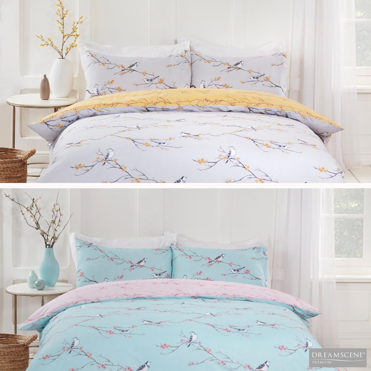 Dreamscene Blossom Bird Duvet Cover with Pillowcases - Grey / Double – image 10