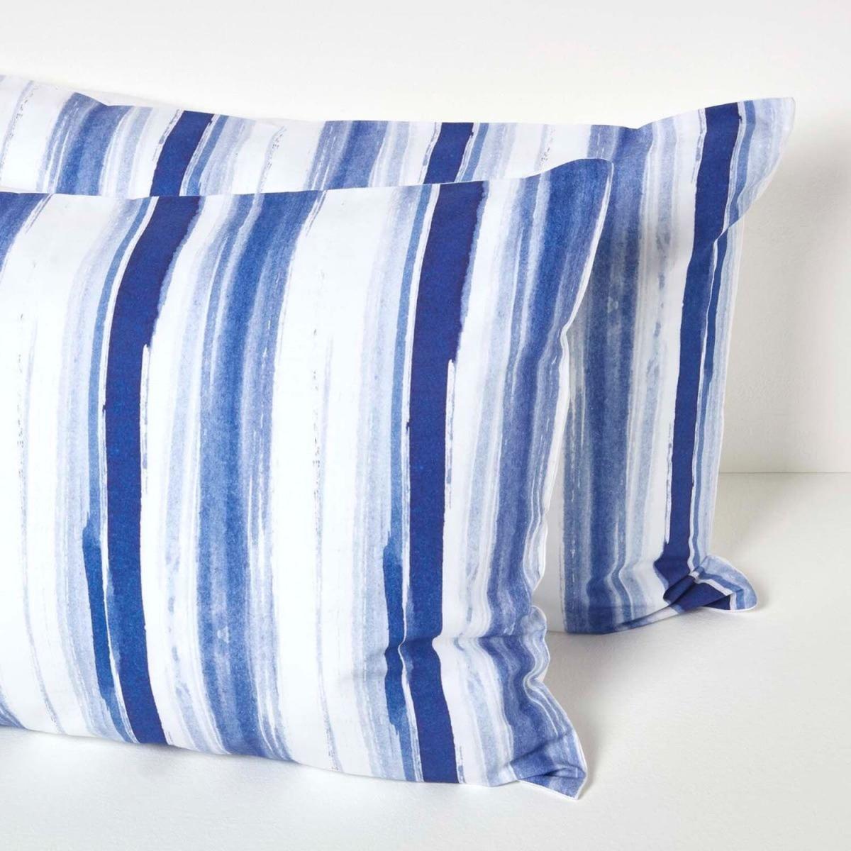 Blue Stripe Digitally Printed Cotton Duvet Cover Set - Blue / Double – image 4