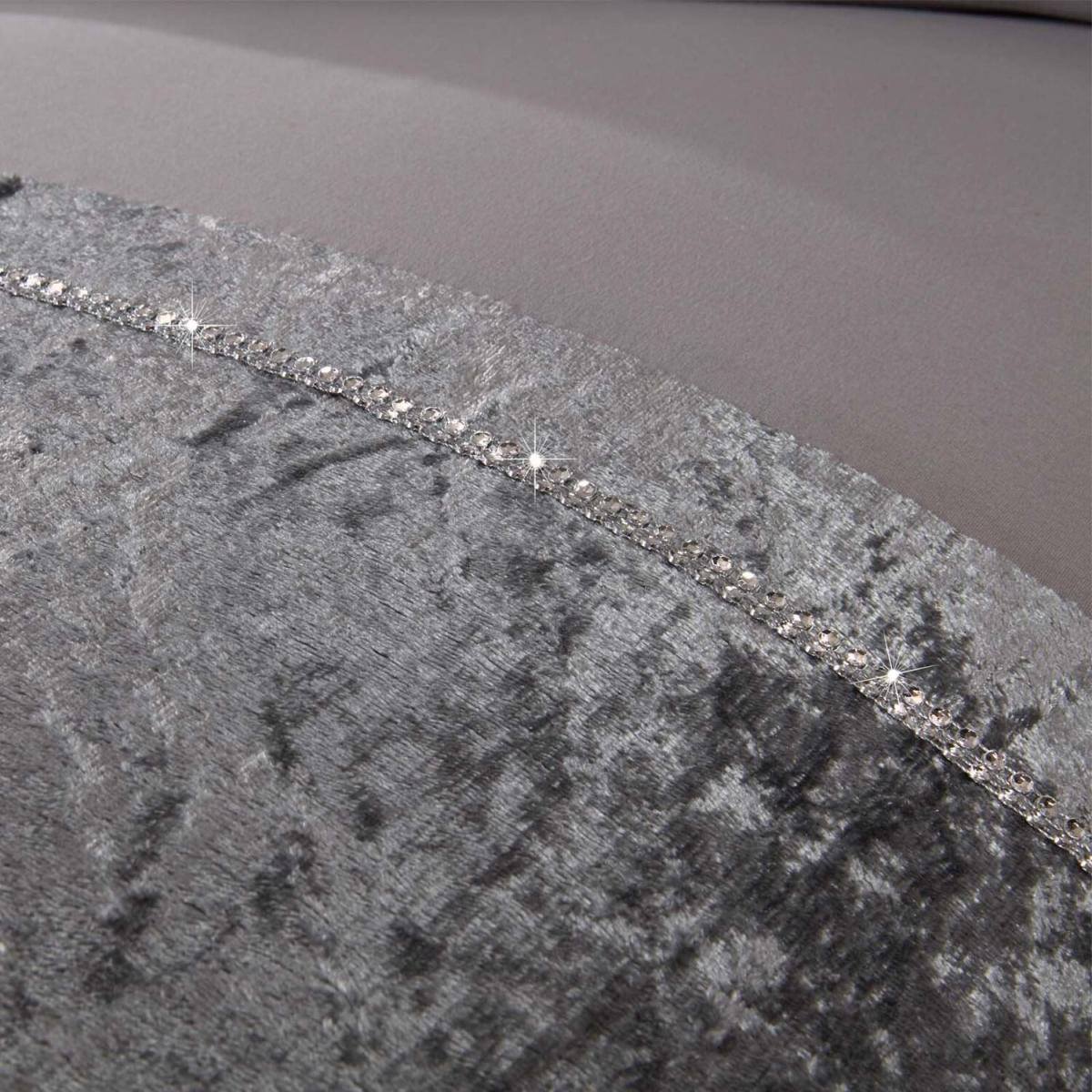 Sienna Crushed Velvet Diamante Duvet Cover Set - Silver / Double – image 3