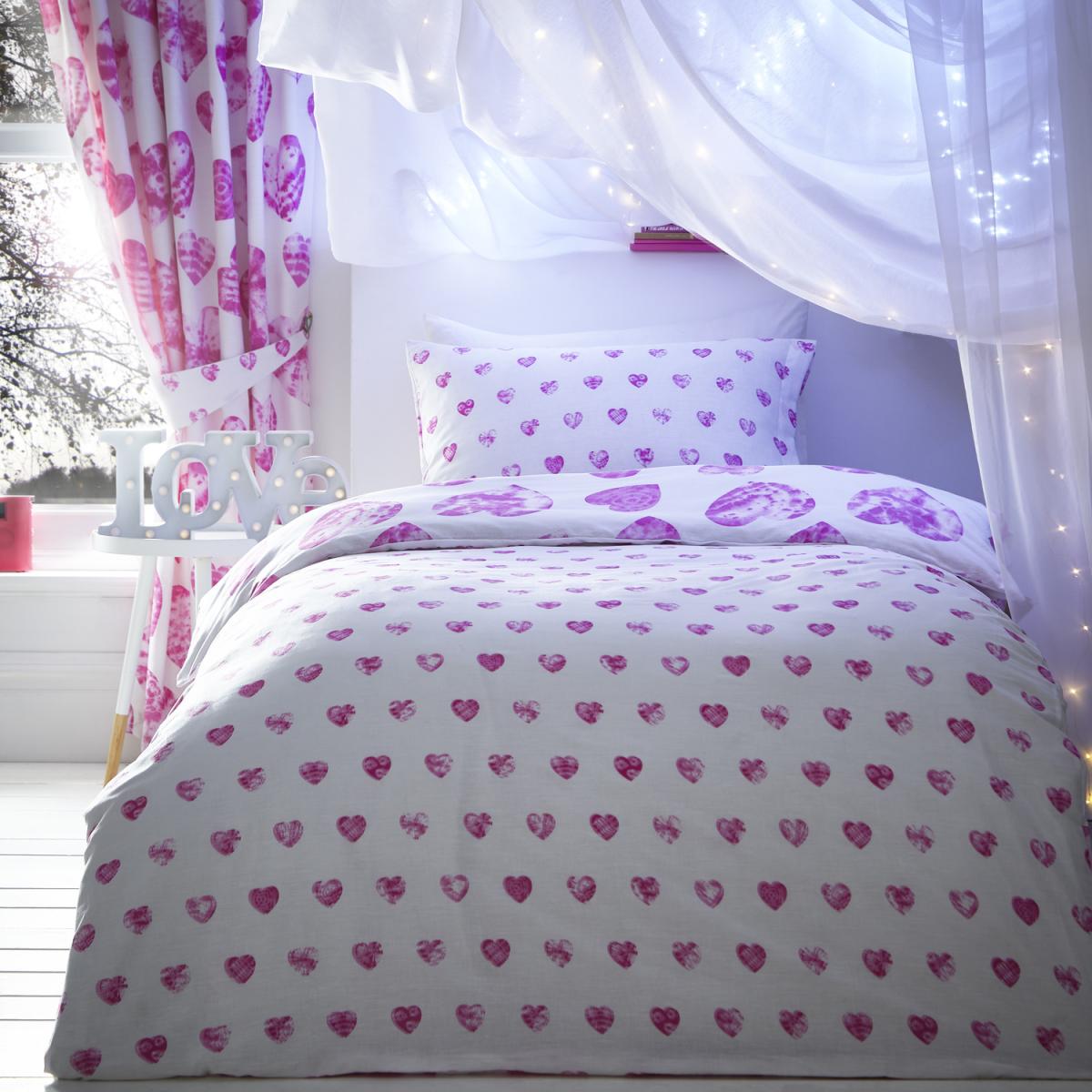 Tie Dye Hearts Duvet Set - Pink / Double – image 2