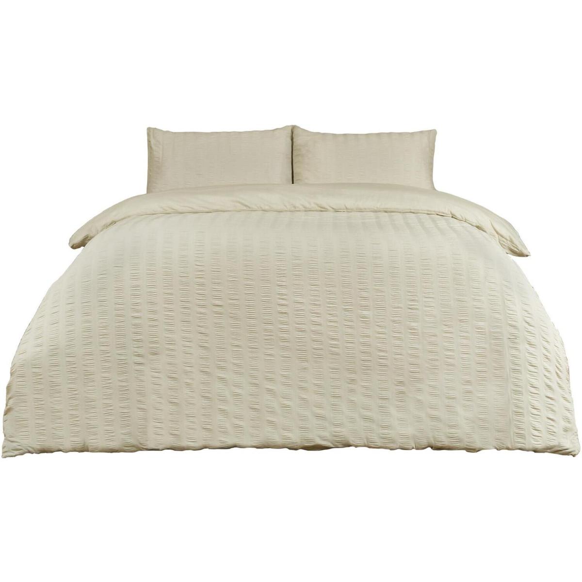 Seersucker Duvet Cover with Pillowcase Bedding Set - Green / Double – image 2