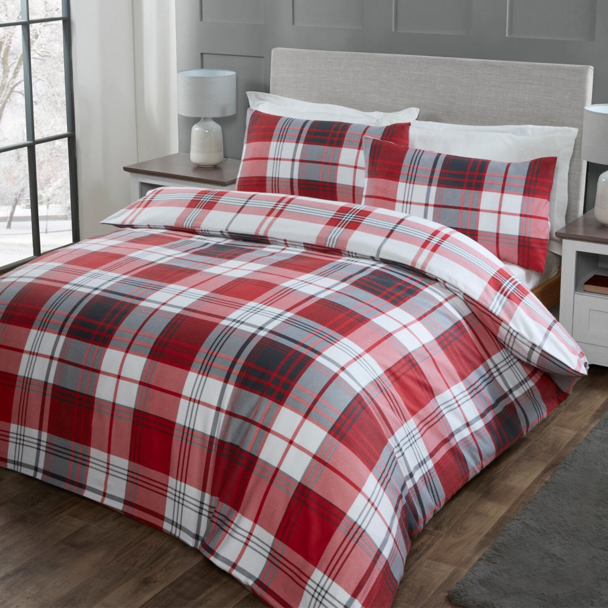 Hamilton Grey Check Duvet Cover and Pillowcase Set - Grey / Double – image 8