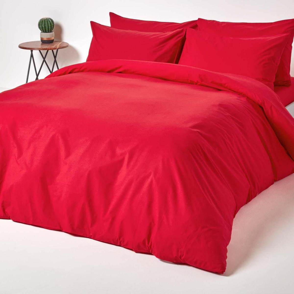 Egyptian Cotton Duvet Cover with Pillowcase - Red / Double