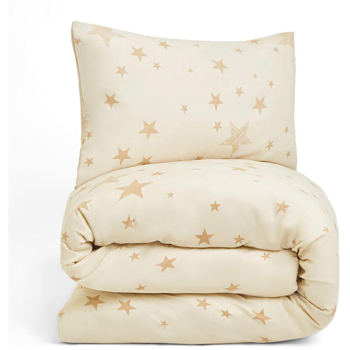Dreamscene Galaxy Texture Stars Kids Duvet Cover Bedding Set - Cream / Double – image 4