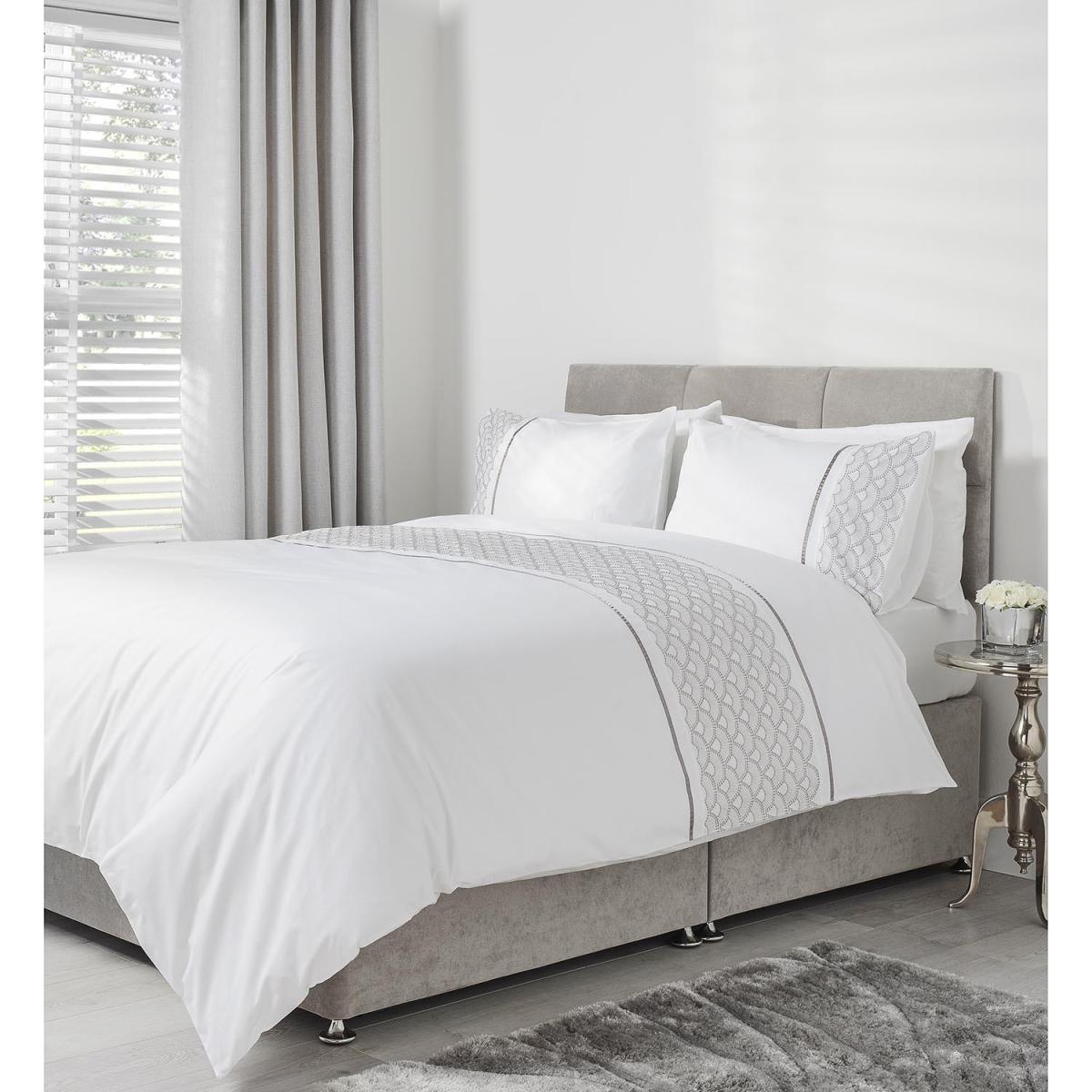 Fan Embroidered Natural Duvet Cover and Pillowcase Set - Double – image 2