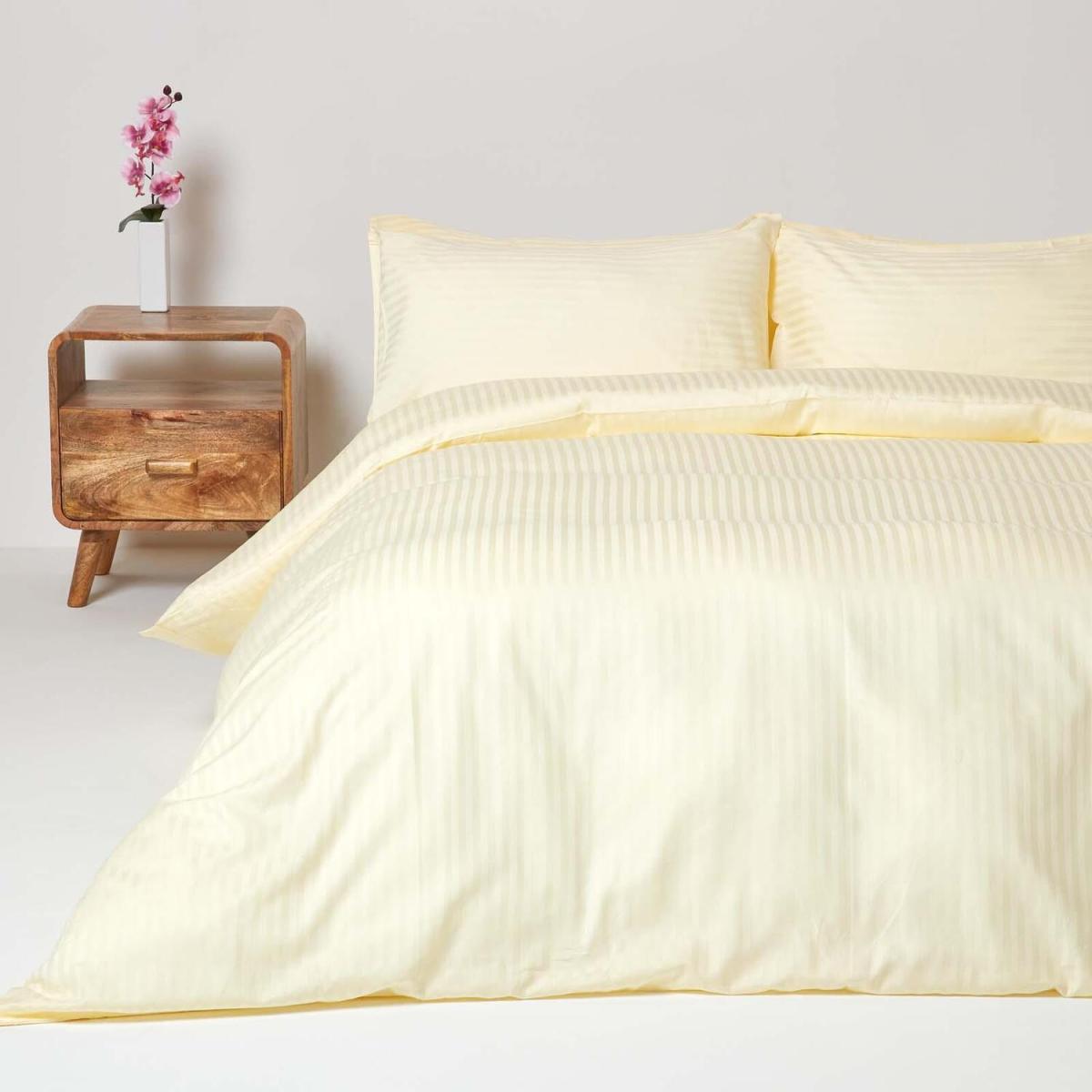 Satin Stripe Egyptian Cotton Duvet Cover with Pillowcase - Blue / Double – image 12