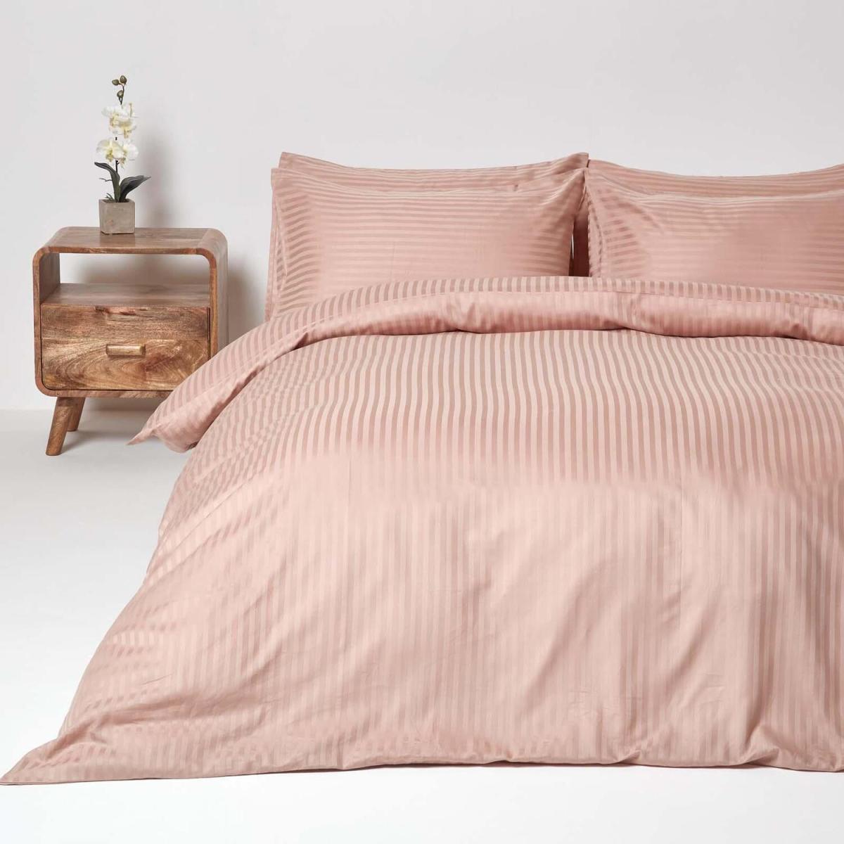 Satin Stripe Egyptian Cotton Duvet Cover with Pillowcase - Blue / Double – image 6