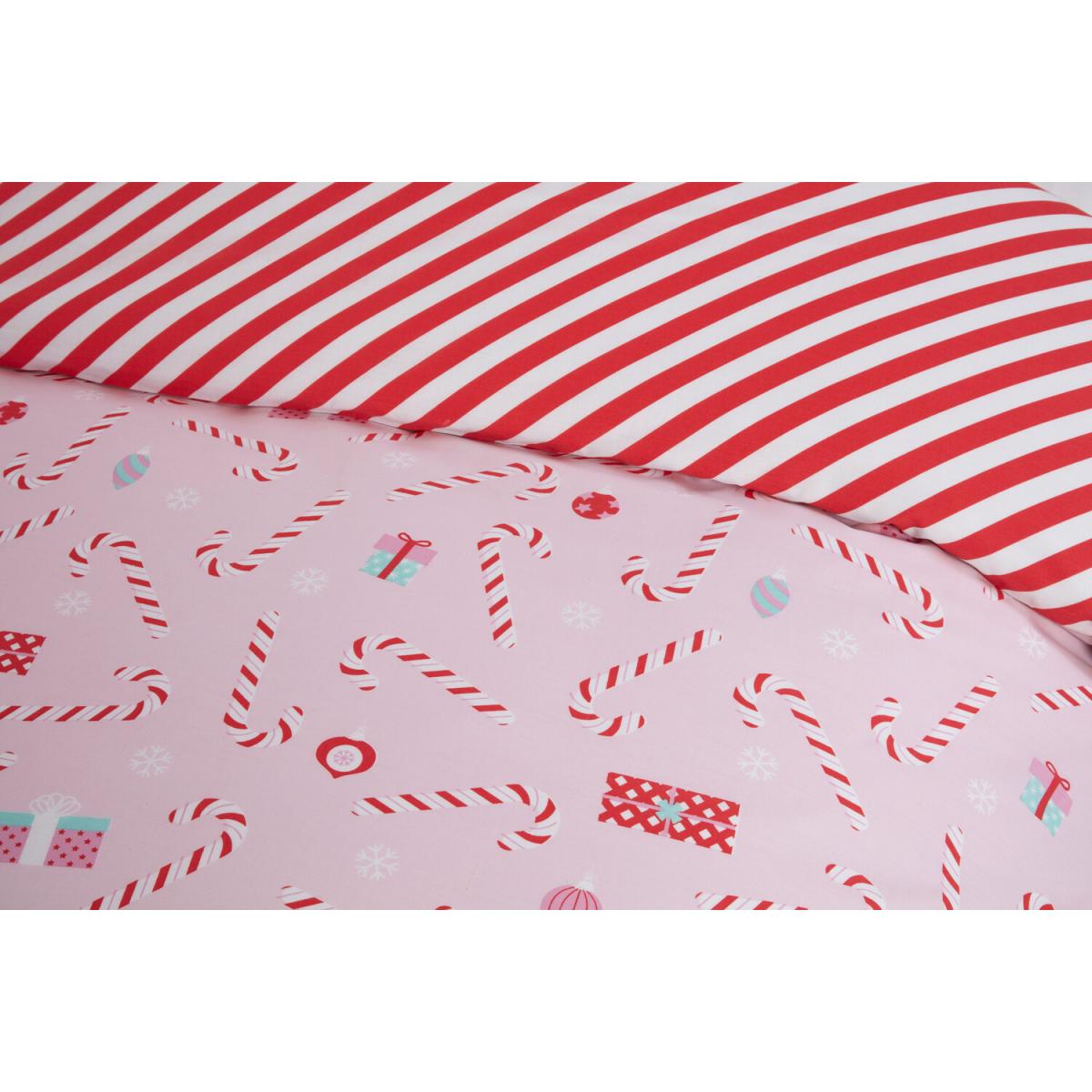 Candy Canes Duvet Cover and Pillowcase Set - Blush / Double – image 4