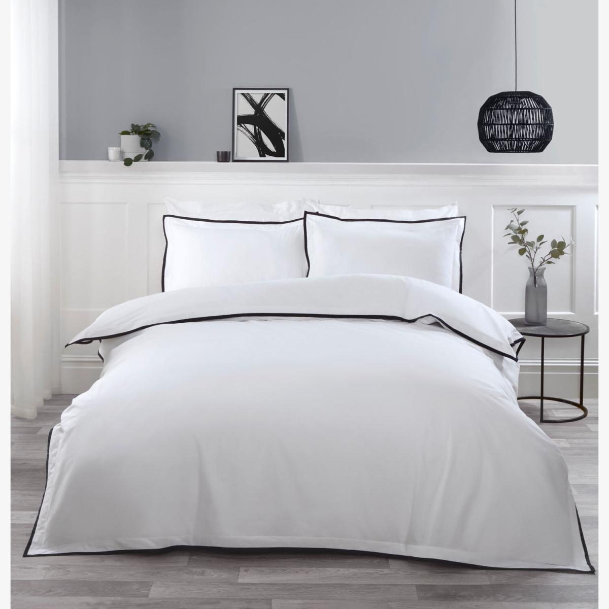 Alston Oxford Trim White Duvet Cover and Pillowcase Set - White / Double – image 1