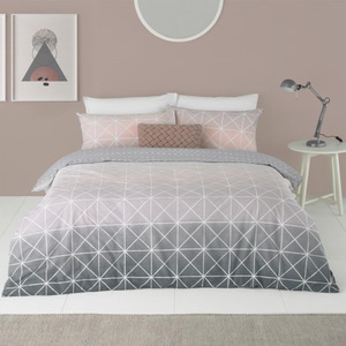 Geometric Gradient Duvet Cover Set - Ochre/Grey / Double – image 2