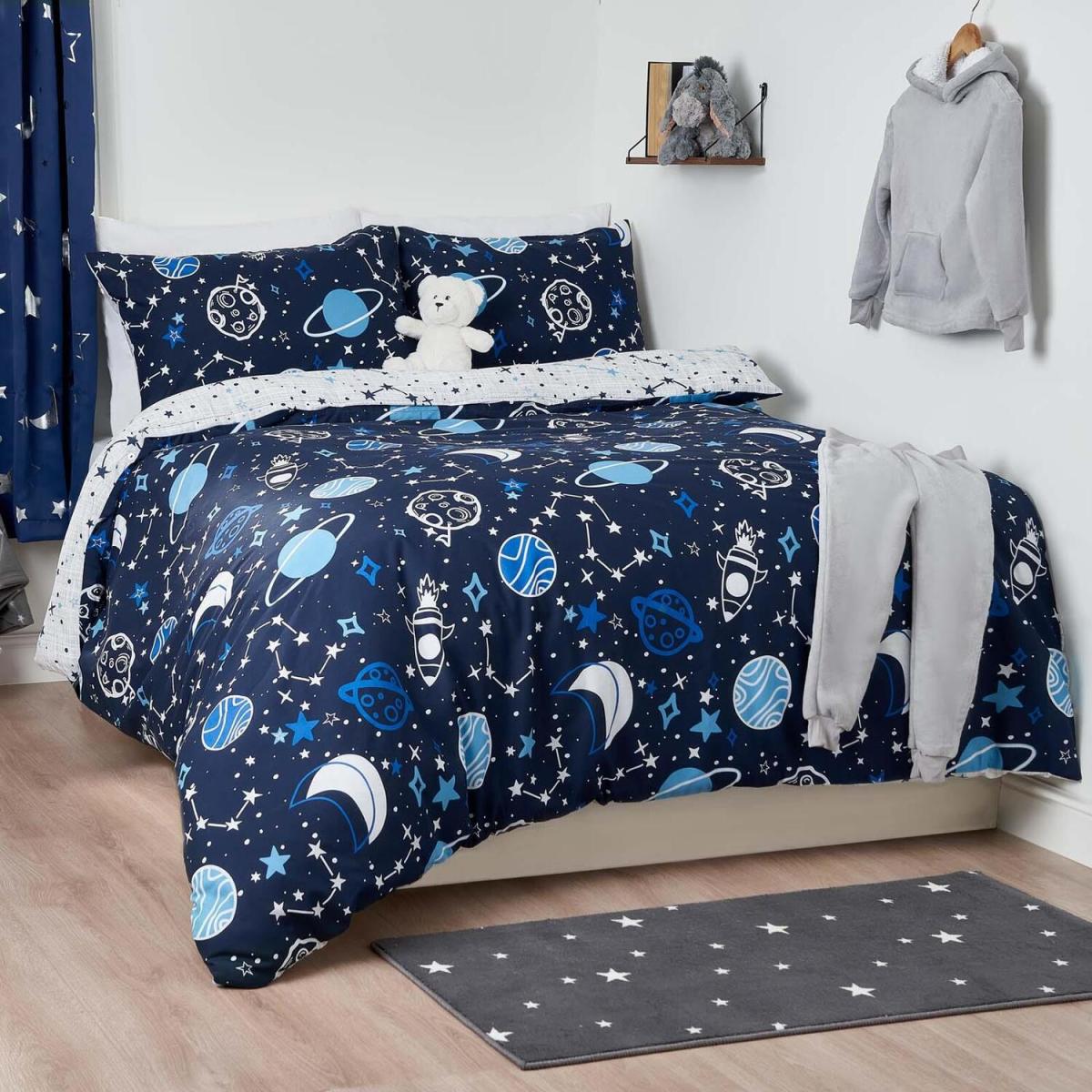 Dreamscene Space Planets Duvet Cover Bedding Set - Blue / Double – image 4