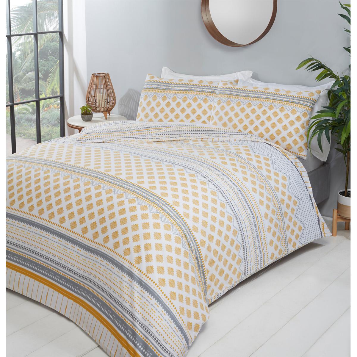 Samara Tribal Duvet Cover and Pillowcase Set - Ochre / Double – image 3