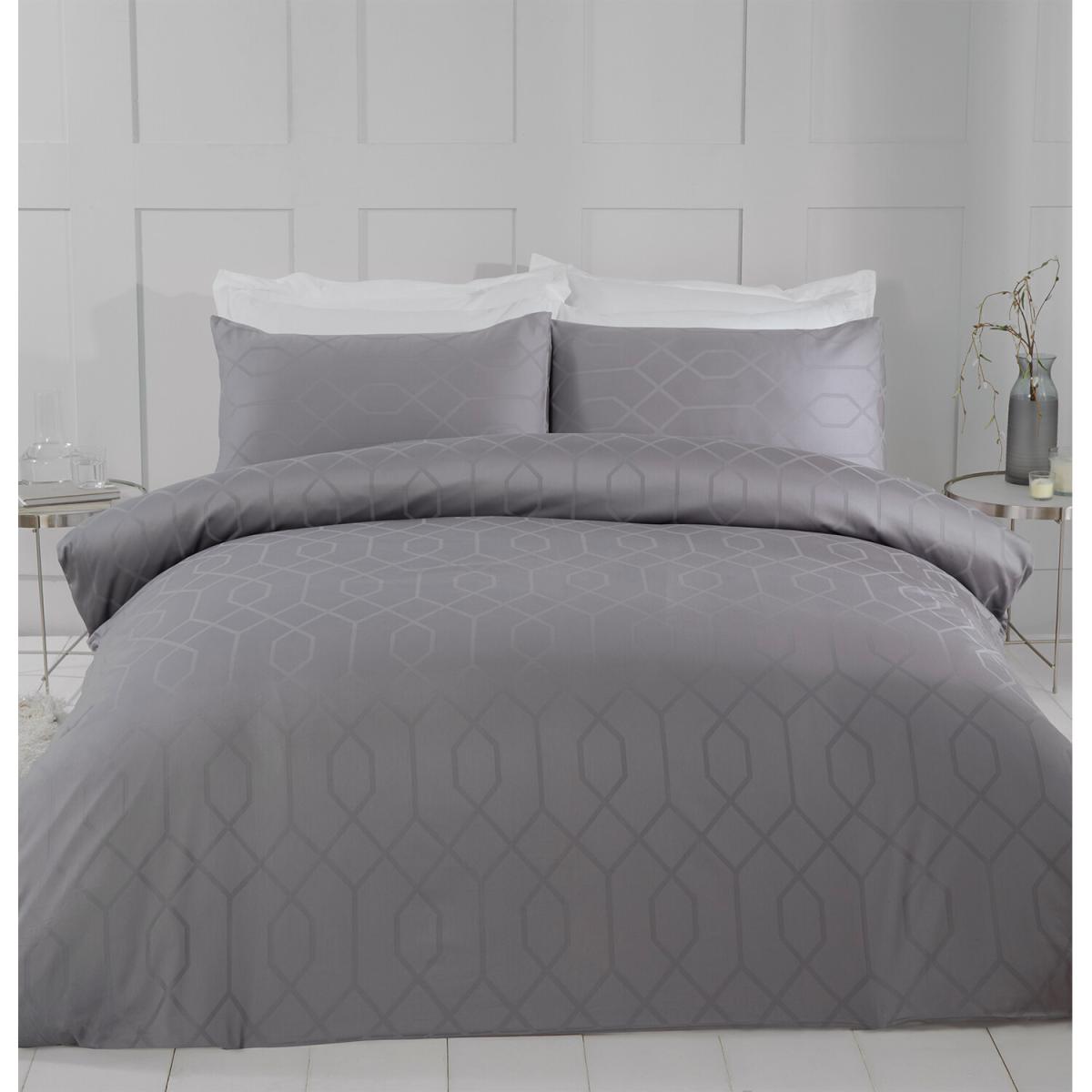 Imani Jacquard Duvet Cover and Pillowcase Set  - White / Double – image 6