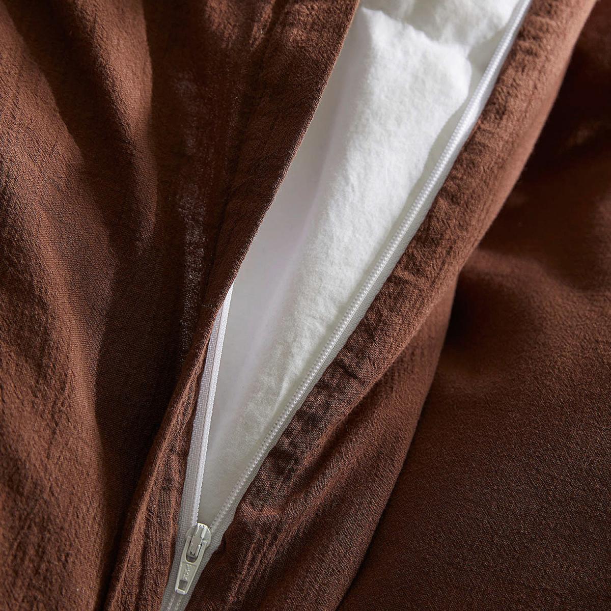 Organic Cotton Linen Single and Double Duvet Cover Pillowcase Set - Brown - Brown / Double – image 3