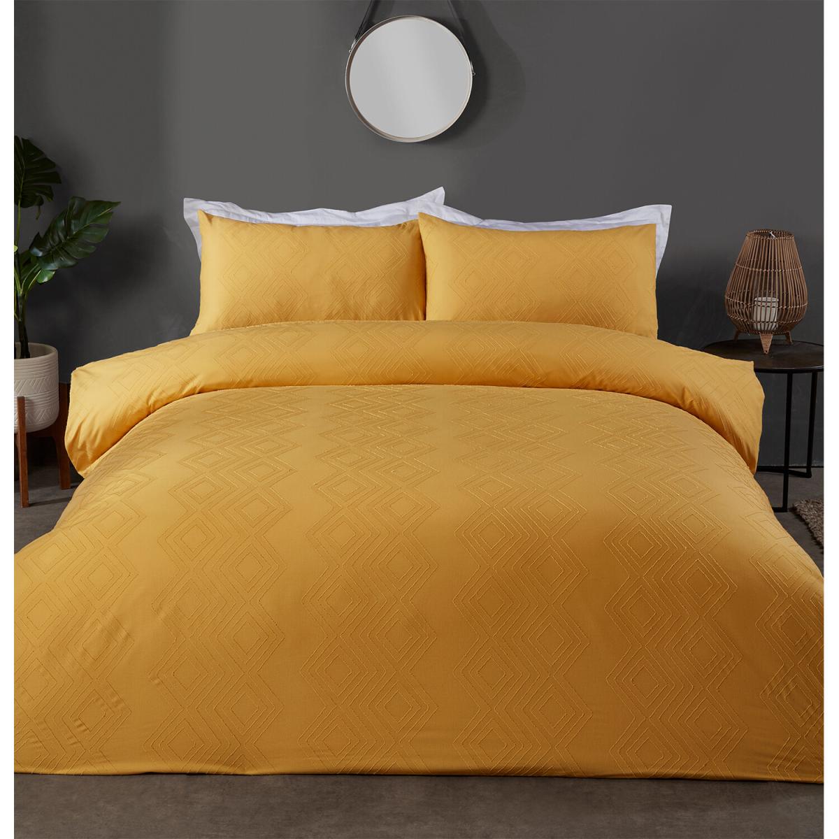 Sakari Duvet Cover and Pillowcase Set - Ochre / Double – image 2