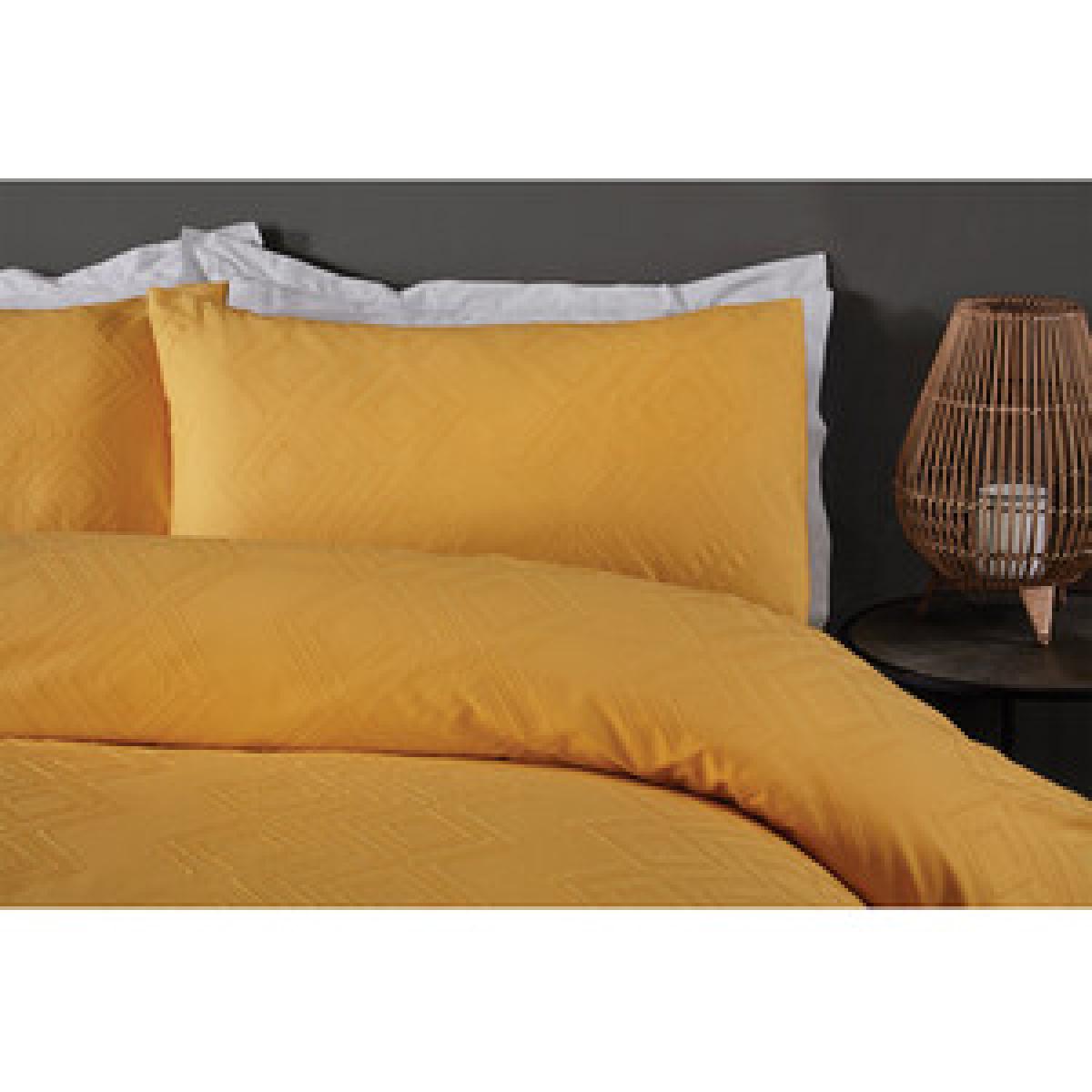 Sakari Duvet Cover and Pillowcase Set - Ochre / Double – image 7