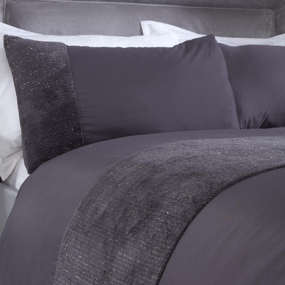 Sienna Teddy Sparkle Panel Duvet Cover Bedding Set - Grey / Double – image 3
