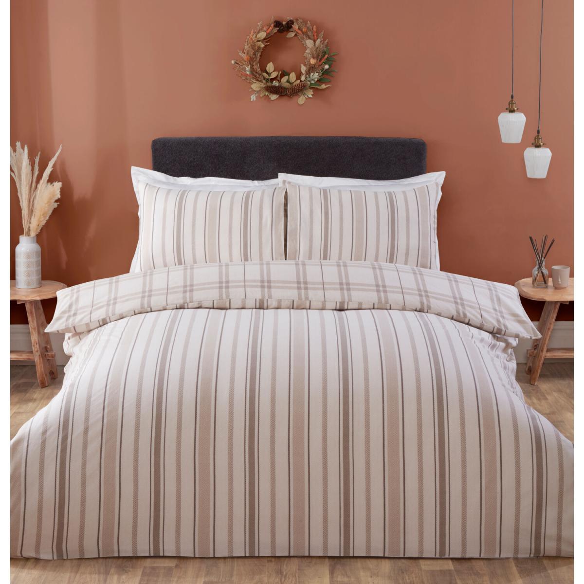 Autumn Check Duvet Cover and Pillowcase Set - Brown / Double – image 3