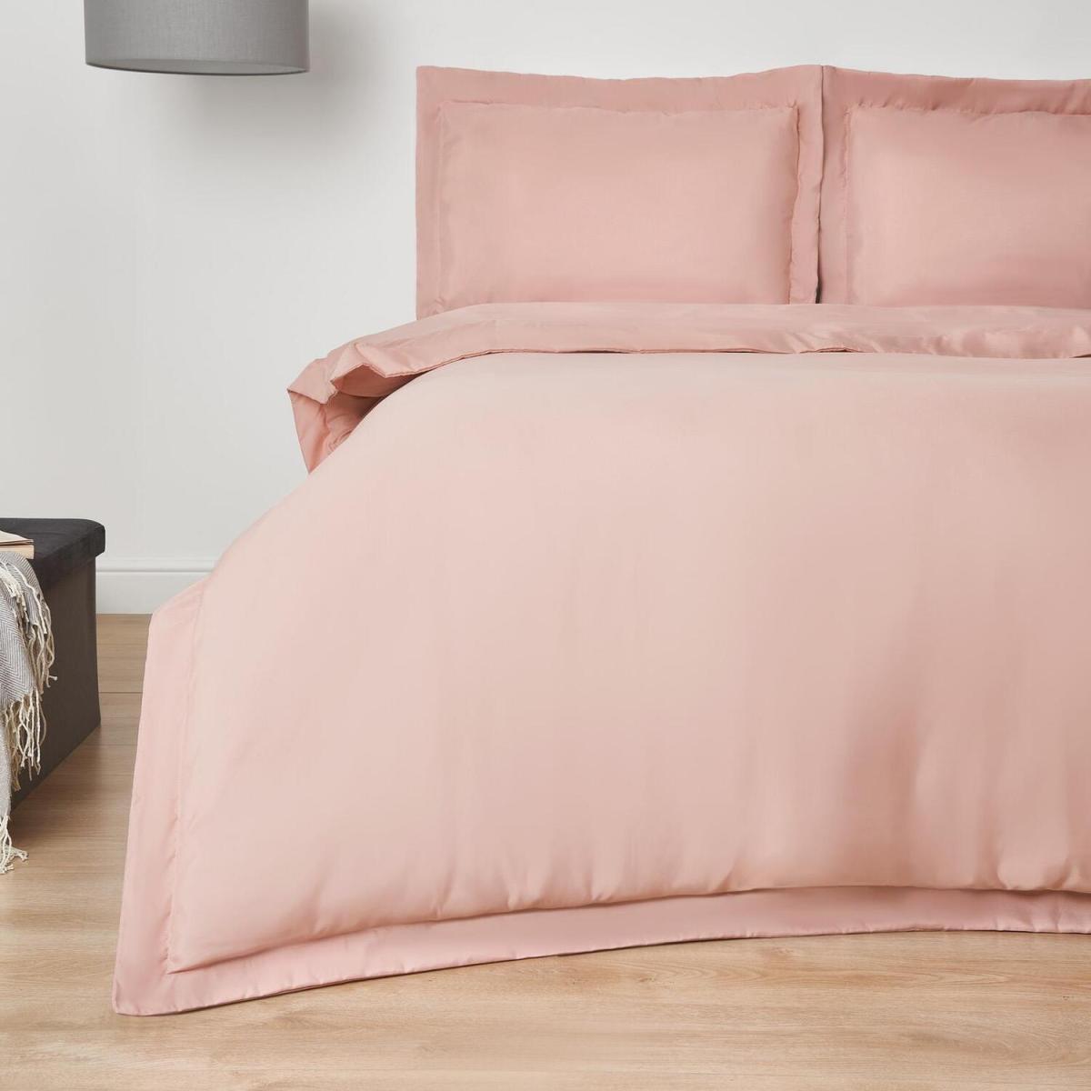 Brentfords Oxford Edge Hotel Duvet Cover Pillowcase Set - Pink / Double – image 2