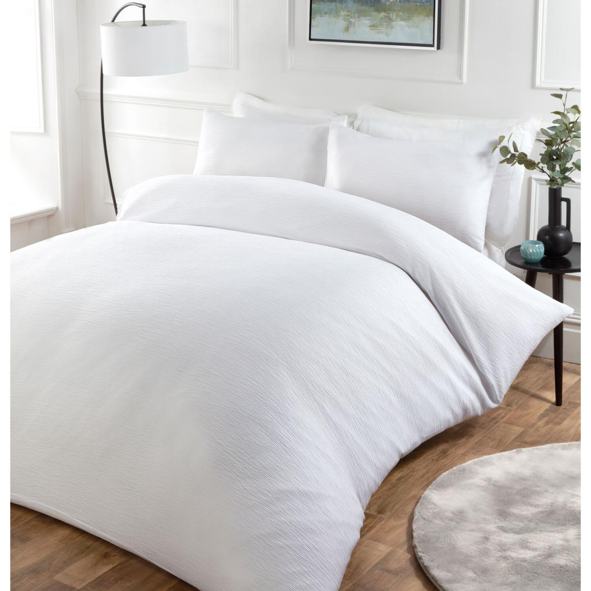 Milan Textured Duvet Cover and Pillowcase Set - White / Double – image 2