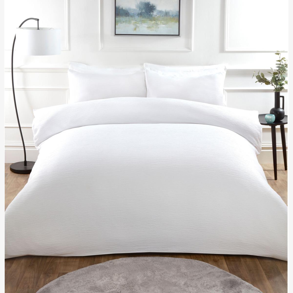 Milan Textured Duvet Cover and Pillowcase Set - White / Double – image 1