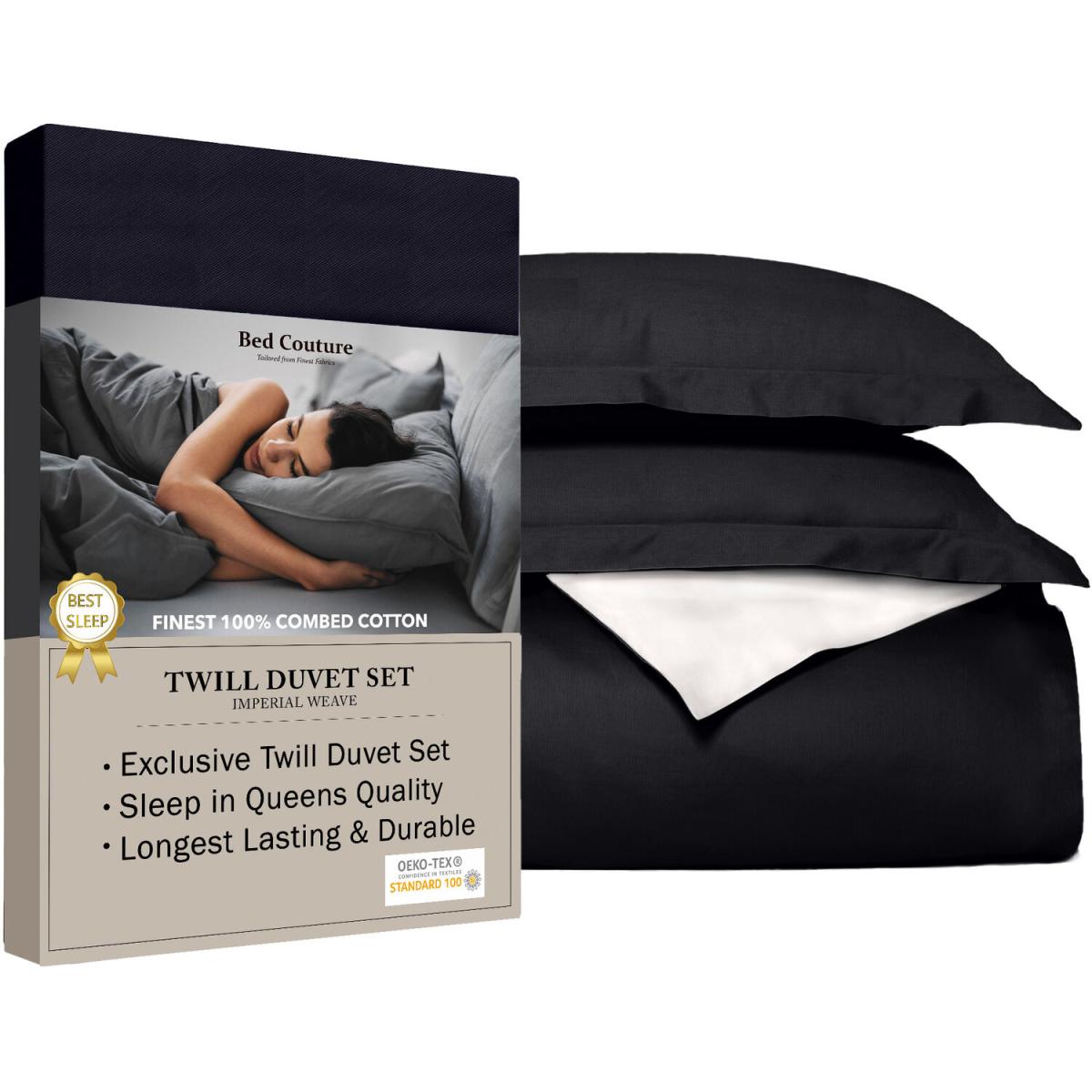 Bed Couture Twill Duvet Cover and Set of 2 pillowcases 65x65 cm - White/Black / Double – image 42