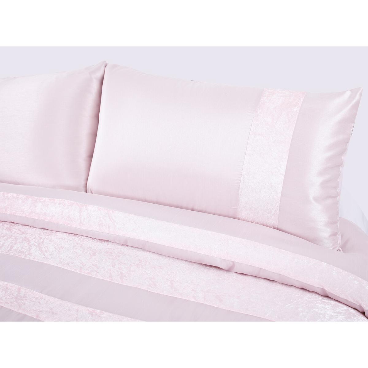 Velvet Panel Pillow Case and Duvet Set - Blush / Double – image 3