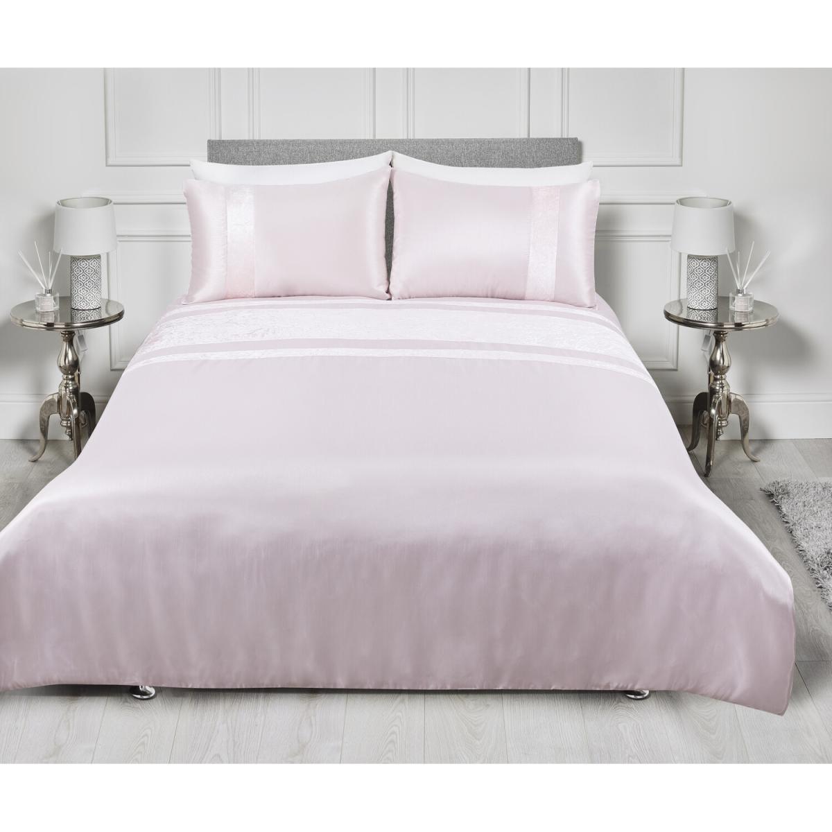 Velvet Panel Pillow Case and Duvet Set - Blush / Double – image 1