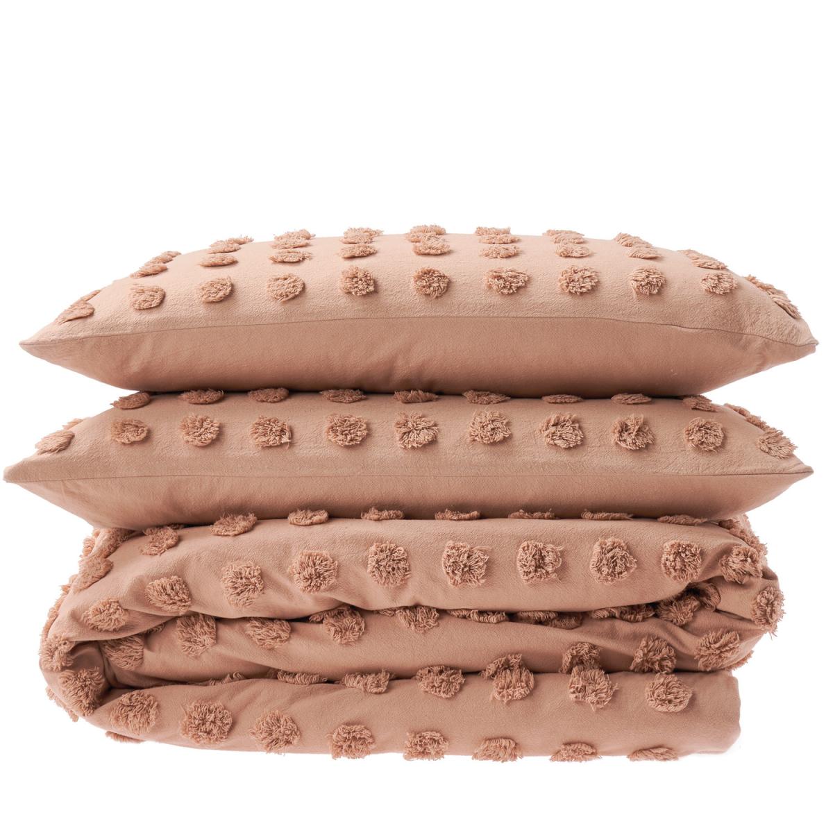 Tufted Polka Dot Duvet Cover Set - Pink/Sand / Double – image 8