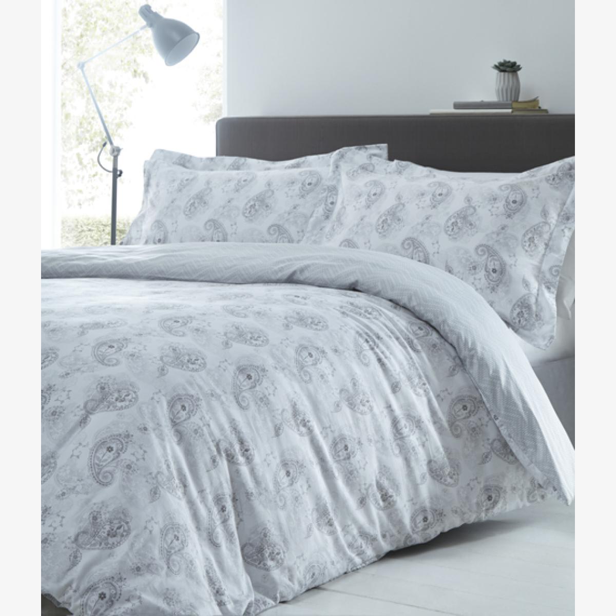 Hestia Duvet Cover and Pillowcase Set - Silver / Double