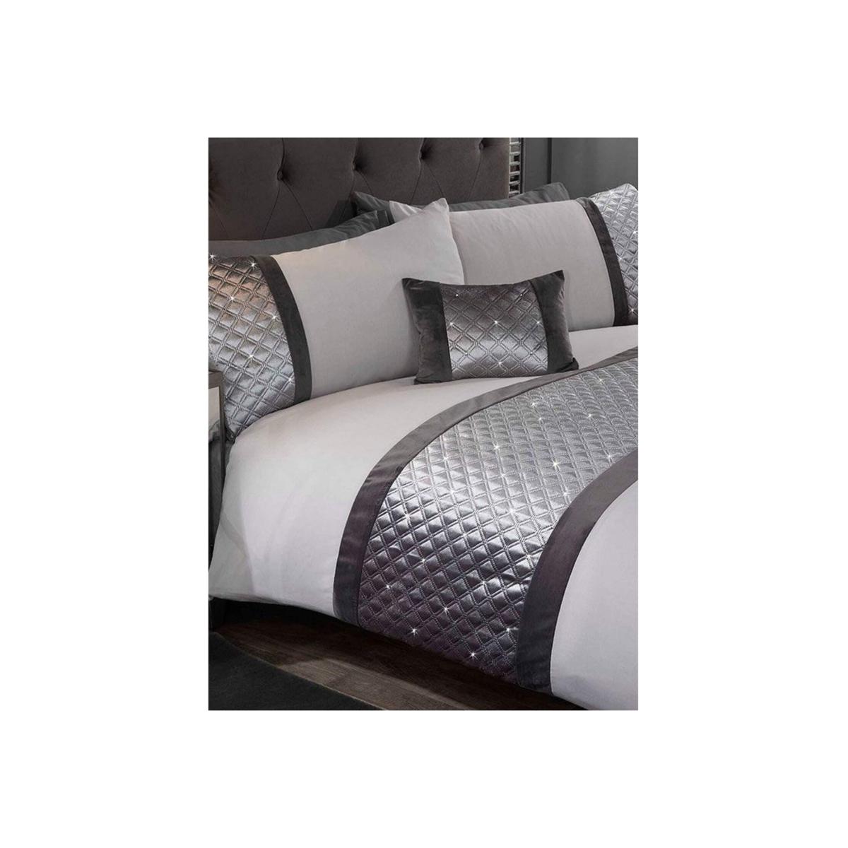 Hollywood Diamante Duvet Cover Set - AG1637 - Silver / Double