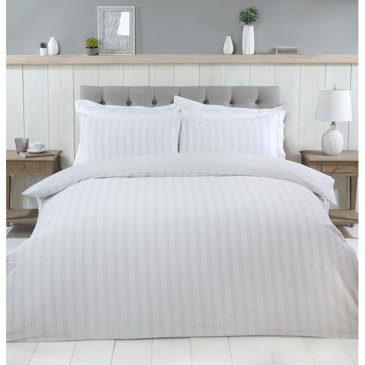 Thurlestone Stripe Duvet Cover and Pillowcase Set - Grey / Double – image 11