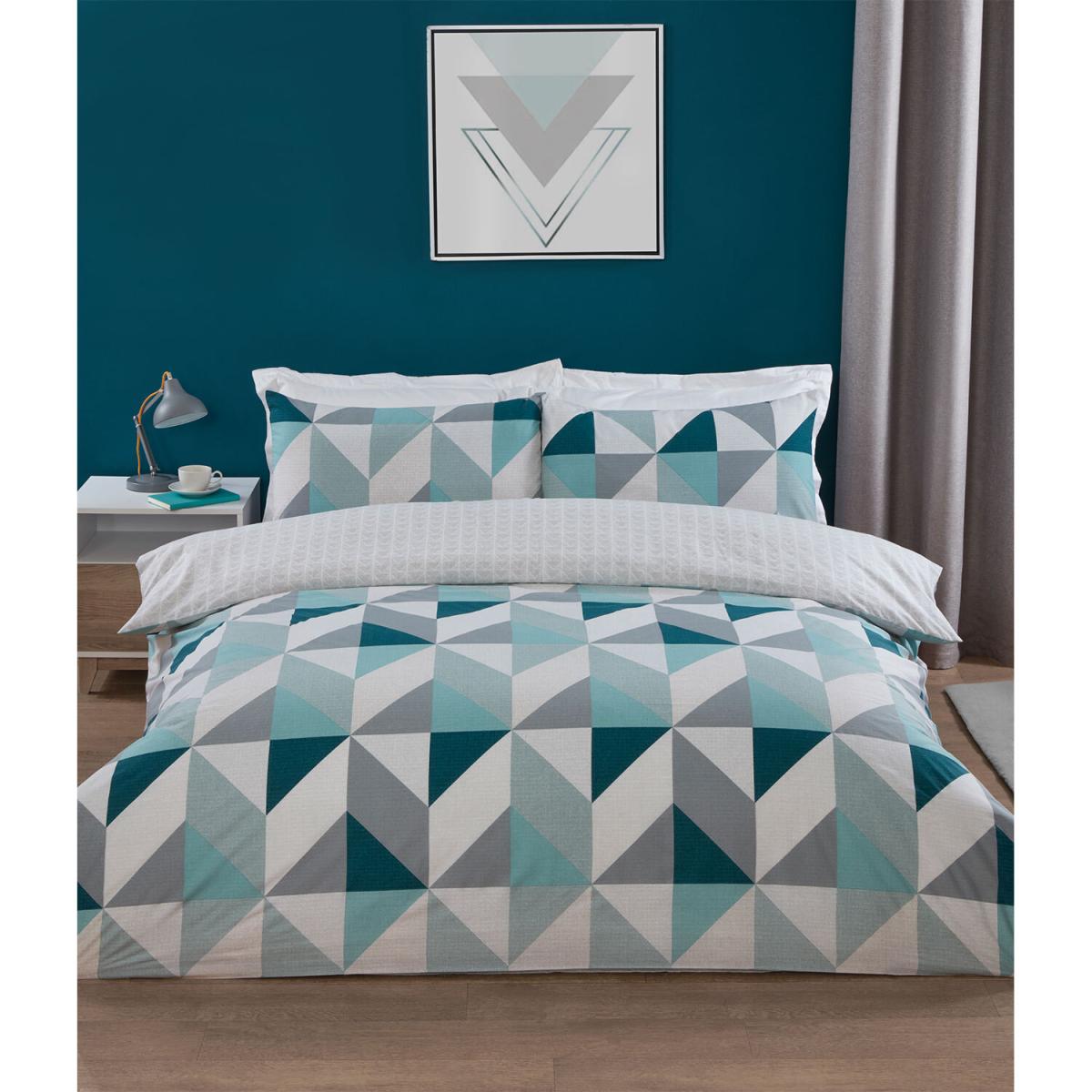 Boston Geo Duvet Cover and Pillowcase Set - Teal / Double – image 3