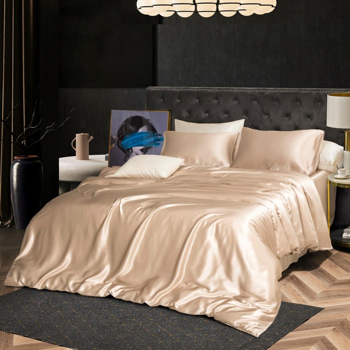 Neutrals Pure Mulberry Silk - Duvet Cover - Double Size - Beige Uk Double Soft Strokes Silk – image 2