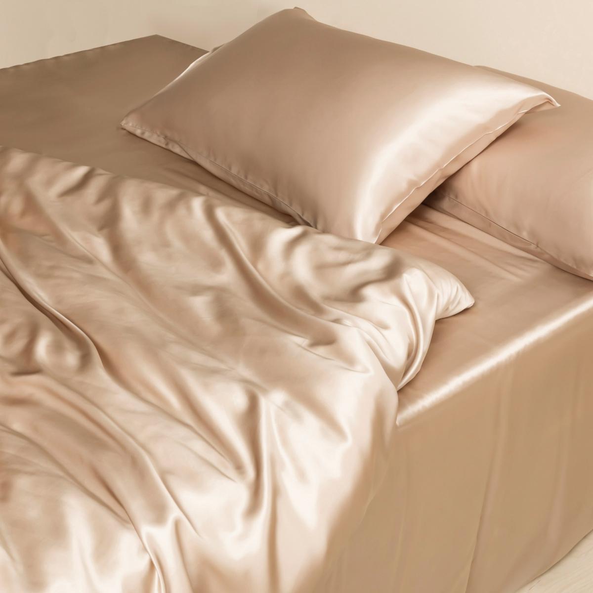 Neutrals Pure Mulberry Silk - Duvet Cover - Double Size - Beige Uk Double Soft Strokes Silk – image 3